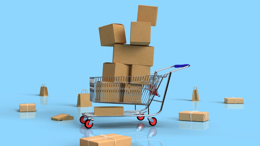 shopping cart with parcels spilling out